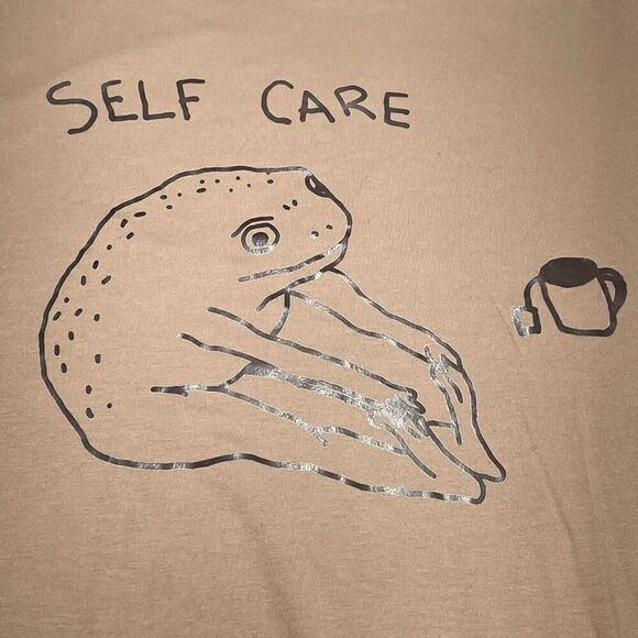 Mushroom Brown Self-Care Frog Tee - Picture 1 of 5